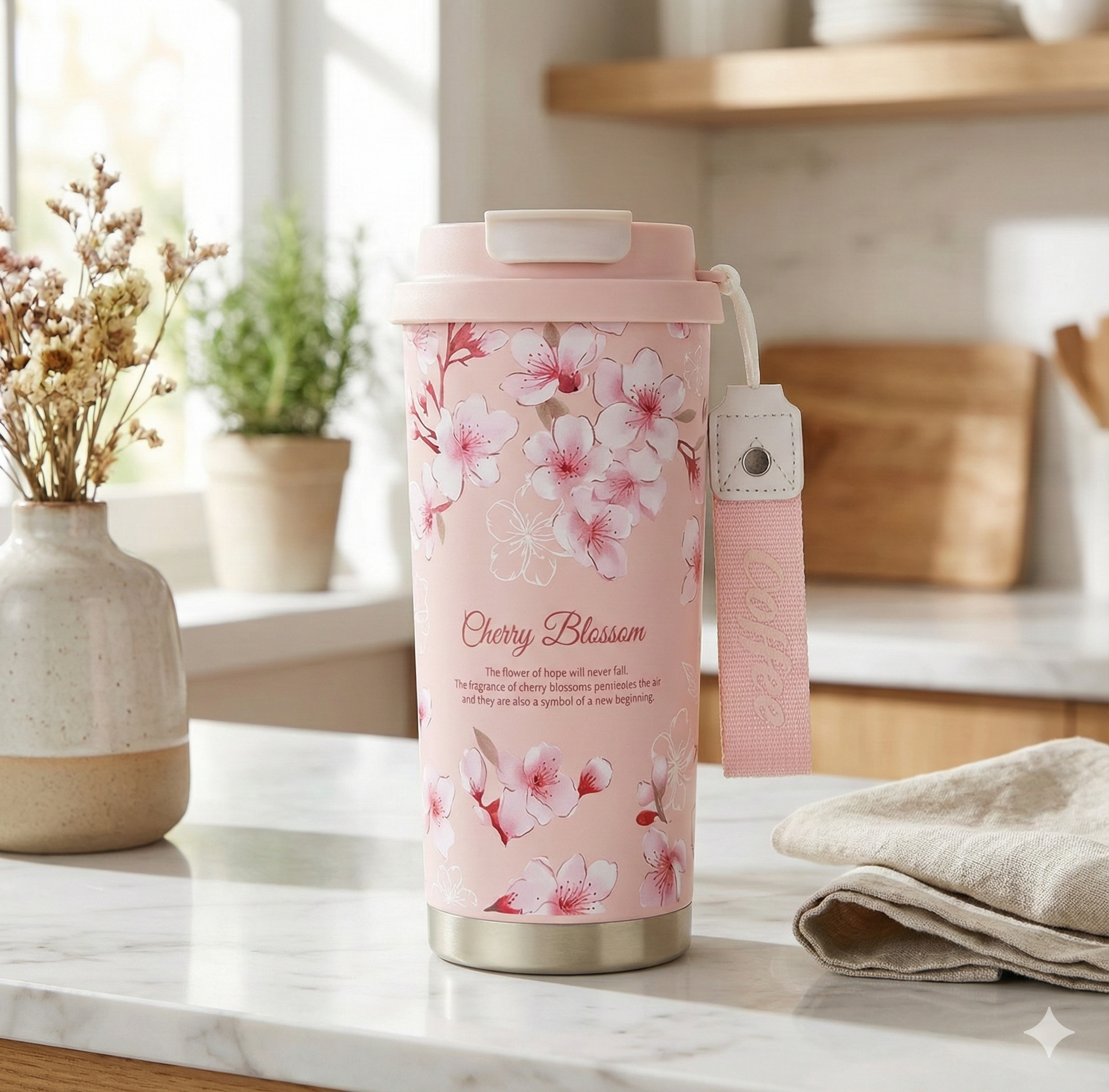 Sleek Floral Stainless Steel Travel Tumbler (550 ml)