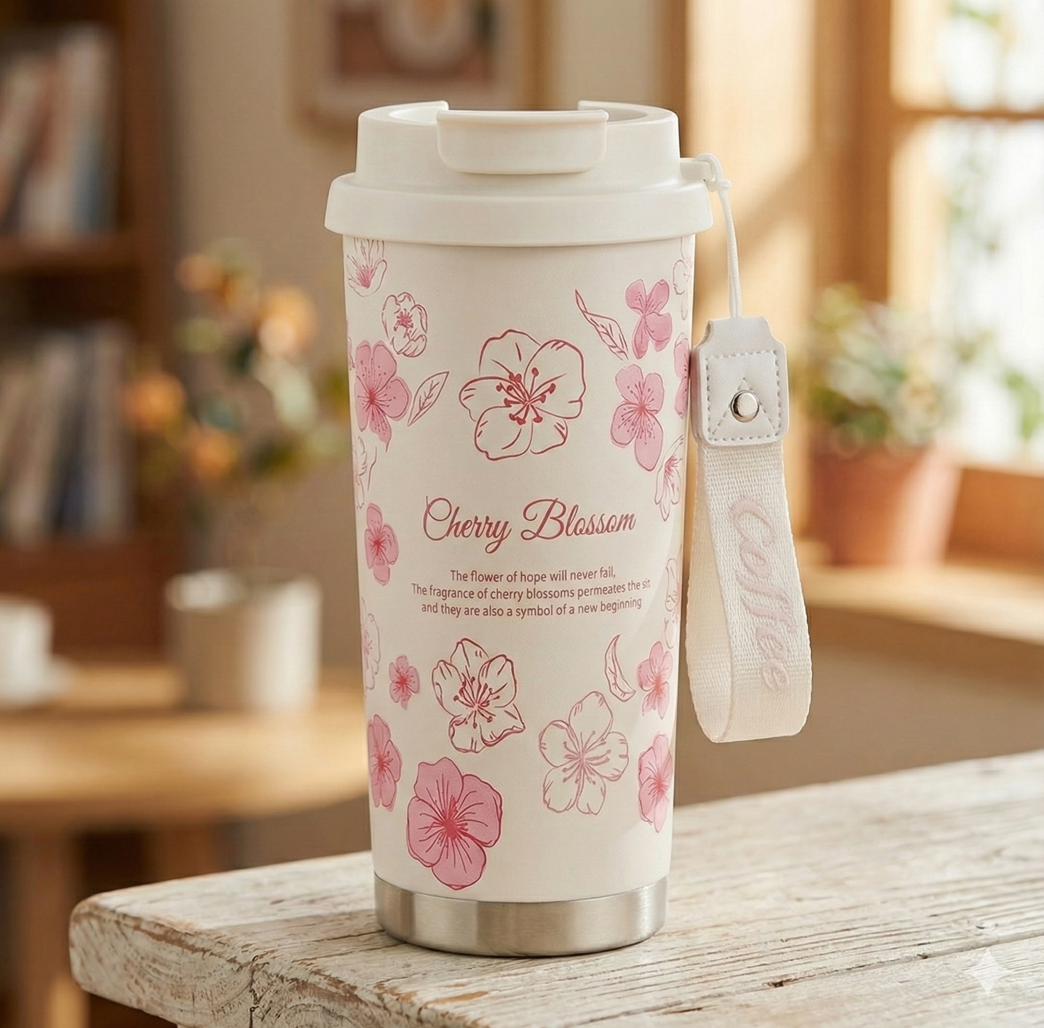Sleek Floral Stainless Steel Travel Tumbler (550 ml)