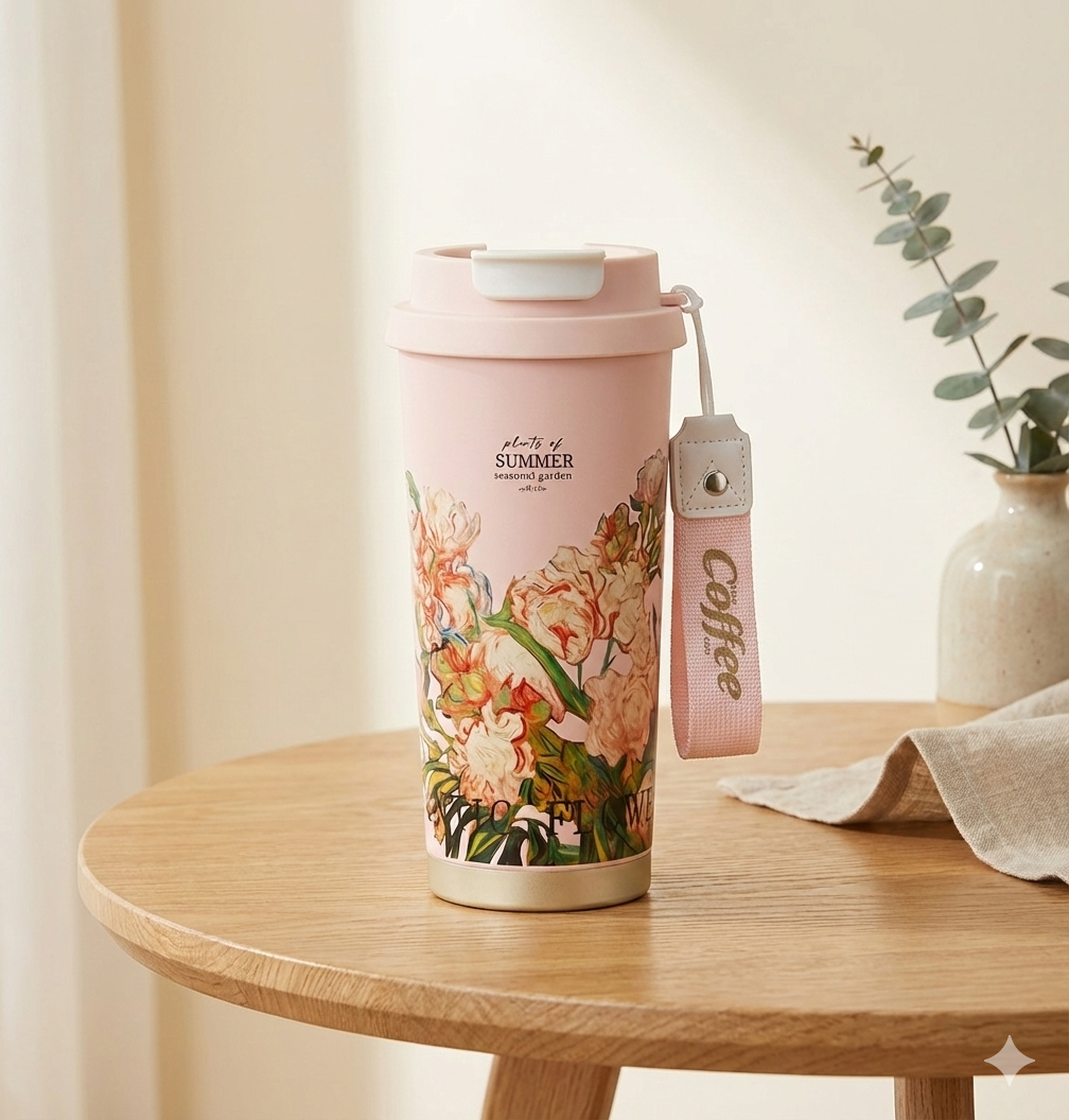 Sleek Floral Stainless Steel Travel Tumbler (550 ml)