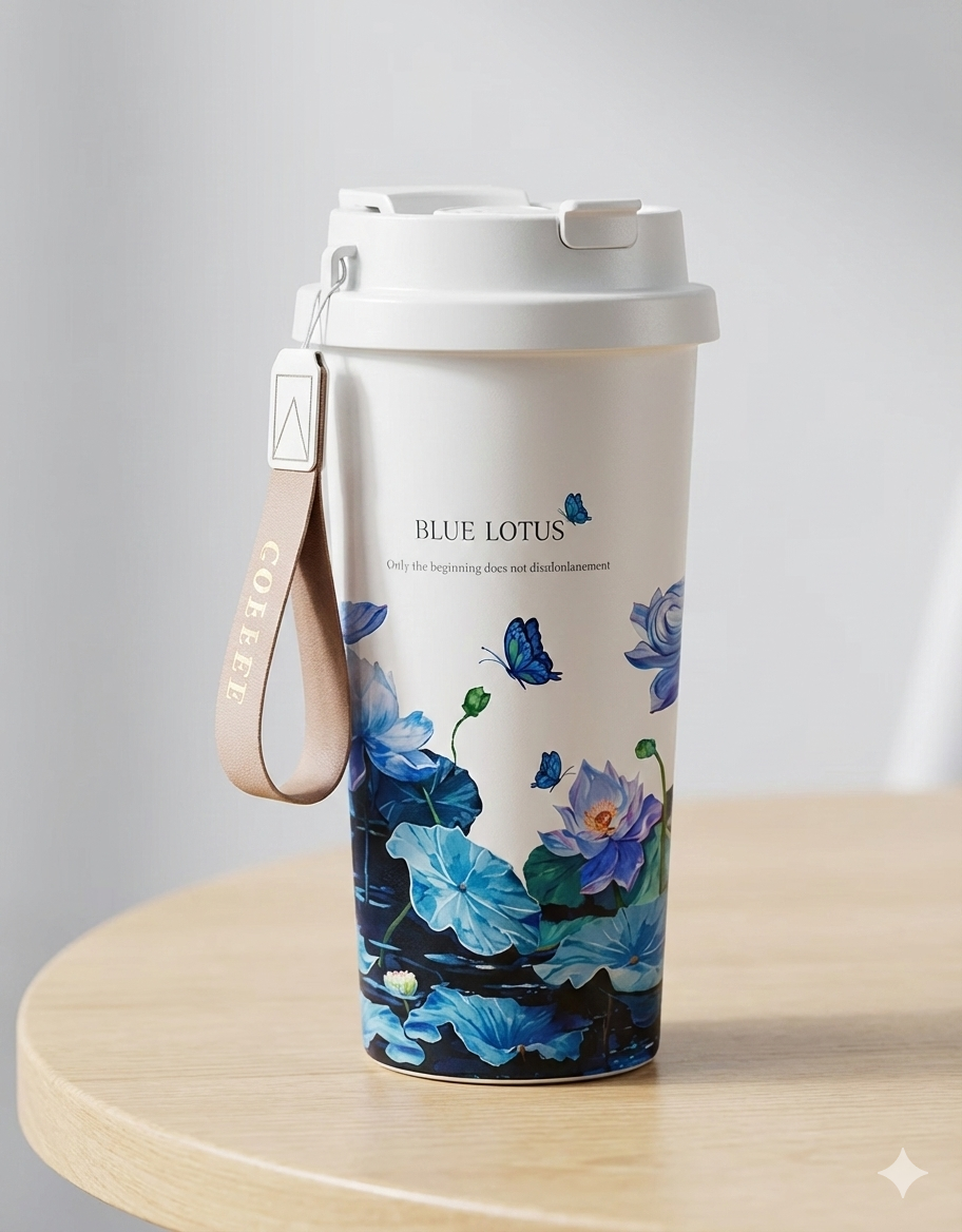 Sleek Floral Stainless Steel Travel Tumbler (550 ml)