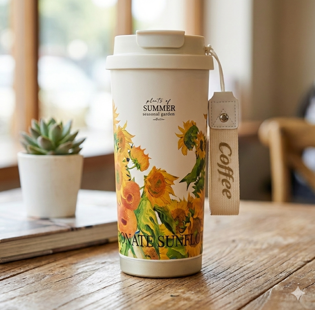 Sleek Floral Stainless Steel Travel Tumbler (550 ml)