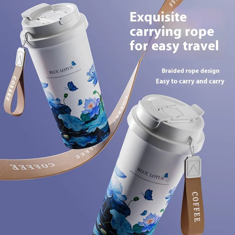 Sleek Floral Stainless Steel Travel Tumbler (550 ml)